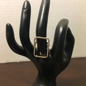 New. Rectangle ring Gold with crystals. Size 7